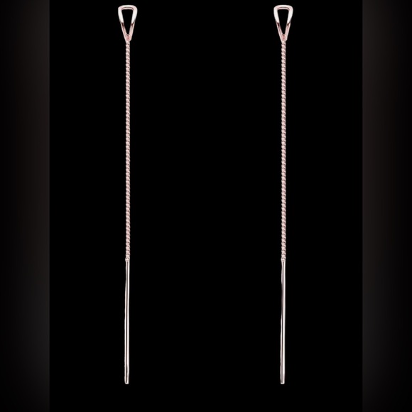 Rose Gold Plated Water drop chain threader earrings. New. - Picture 4 of 8